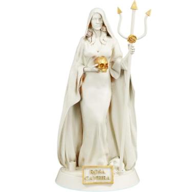 Imagem de Estátua Pombagira Rosa Caveira Imagem Umbanda Candomblé (Cor Mármore Dourado)