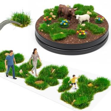 Imagem de Warmtree 1 caixa de grama estática tufos arbustos de planície paisagem DIY para trem, paisagem, ferrovia, areia, militar, modelo, guerra, terreno para jogos (verão)