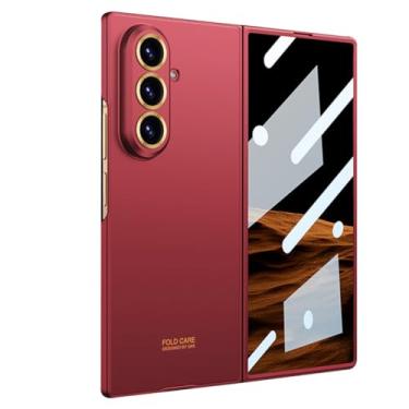 Imagem de LTLMYDAM Capa fina para Samsung Galaxy Z Fold 7, protetor de tela integrado, capa minimalista, cobertura total à prova de choque, vermelha, dobra 7