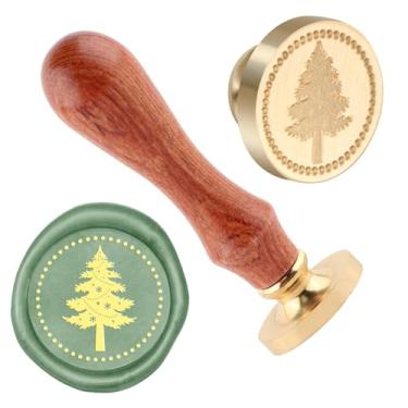 Imagem de Selo de cera de Natal Carimbo de selagem de árvore de Natal latão e uma alça de madeira carimbos cabeça para cartões de Natal carta convite cartão de convite pacote de presente de casamento