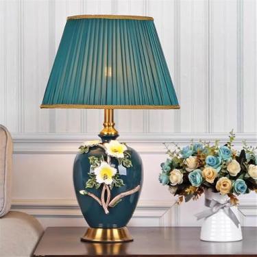 Imagem de Luminária de mesa contemporânea de luxo em cerâmica com LED, estilo retrô americano, perfeita para decoração de sala de estar, quarto, escritório, casa de campo ou hotel (Estilo 15)