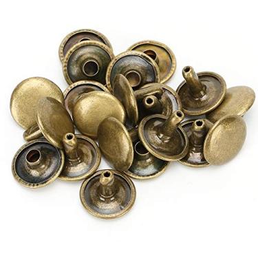 Imagem de QANYEGN 200 conjuntos de rebites de couro, rebites de couro com tampa dupla, pinos tubulares de ferro de metal para sapatos, bolsas, cintos, coleiras de cachorro, artesanato de cou (Bronze)