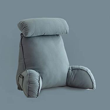 Imagem de Almofada de cintura grande com suporte para as costas, cama de almofada de leitura, braços de travesseiro de cadeira de cama, ótimo como encosto para livros ou jogos, suporte lombar para almofada