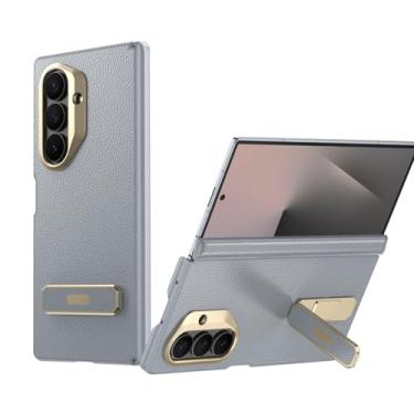 Imagem de FWYANZH Capa de couro para Samsung Galaxy Z Fold 7, capa traseira magnética forte para telefone com suporte oculto dobradiça proteção contra quedas minimalista, cinza, dobra 7