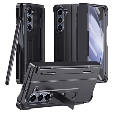 Imagem de Capa para Samsung Galaxy Z Fold 6, capa rígida de policarbonato premium com proteção de tela frontal integrada cobertura total à prova de choque, preta