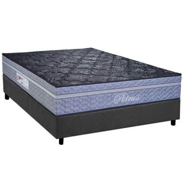 Imagem de Cama Box Casal: Colchão Molas Ensacadas Paropas Petrus Grafite + Base Crc Suede Gray (138x188)