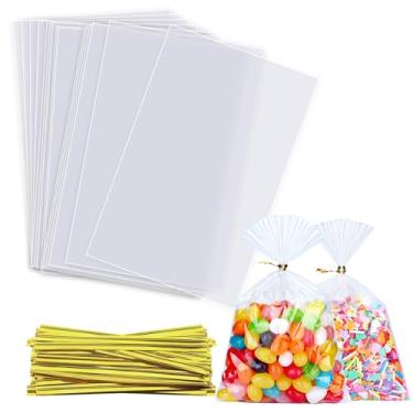 Imagem de OYAVISR Sacos transparentes para doces, 200 peças, 4 x 6, sacos de guloseimas de celofane, sacos de lembrancinhas, sacos de presente, sacos de maçã, sacos de violoncelo, cestas de presente, biscoitos