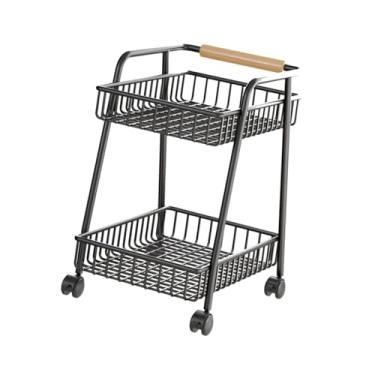 Imagem de Fenteer Organizador de carrinho de lanches com rodas, 2 níveis de armazenamento, versátil para banheiro, berçário, sala de estar, escritório