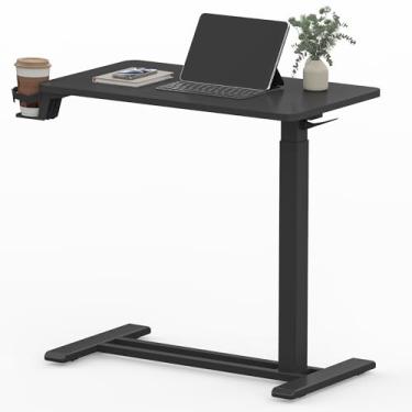 Imagem de Mesa para Notebook com Altura Ajustável, Sofá e Cama Mesa Lateral Portátil Industrial com Rodízios Móveis e Porta Copos para Home Office Suporte de Laptop e Mesa de Cabeceira Ergonômica