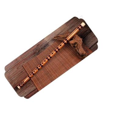 Imagem de Flauta de bambu vintage profissional amargo E afinado flauta instrumento de sopro de madeira nível iniciante