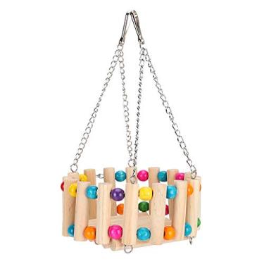 Imagem de Yctze Rede de Madeira para Coelho Chinchila - Brinquedo Suspenso Mastigável para Hamsters, Esquilos, Mini Papagaios e Outros Animais de Estimação Pequenos