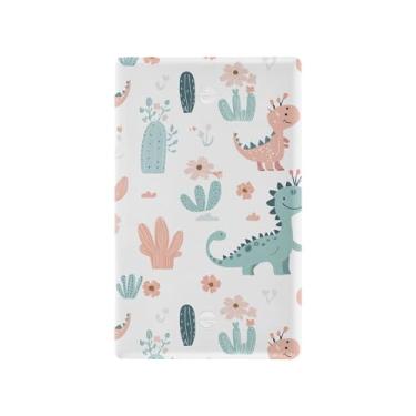 Imagem de SEHANY Capa de tomada de parede de dinossauro engraçado não utilizada, tamanho padrão e à prova de calor, placas decorativas para decoração de escritório doméstico (11,5 cm x 7 cm)