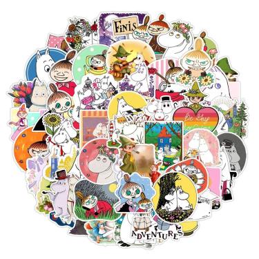 Imagem de Adesivos Moomins Hippos, vinil impermeável, anime, 50 unidades/lote