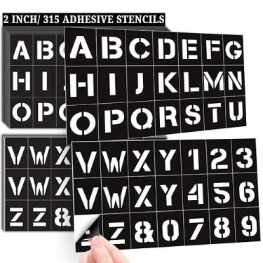 Imagem de Estêncil adesivo de alfabeto e número de 5 cm para pintura, adesivos de estêncil 315, vinil de estêncil pegajoso para artesanato DIY em madeira, parede, tecido, vidro, caixa de correio, tela e mais
