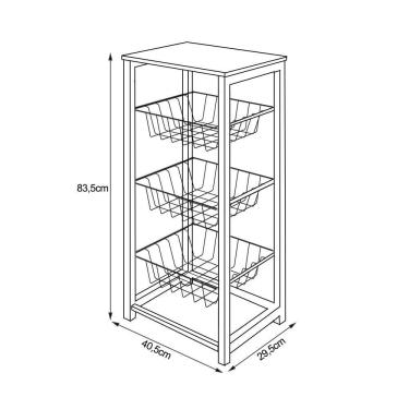 Imagem de Fruteira De Chão Cozinha Desmontada Aço Branco Tampo Amêndoa Madri - Cor: Marrom