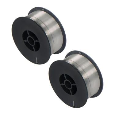 Imagem de waltyotur Pacote com 2 fios de solda de núcleo de fluxo de 0,1 cm, fio de solda MIG de aço suave sem gás de 0,9 kg, E71T-GS para soldagem de aço de baixo carbono e aço de baixa liga