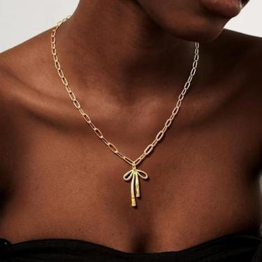 Imagem de Colar de laço delicado para mulheres, pingente de laço, gargantilha, joias, meias modernas, presentes de amizade para mulheres, presentes de Natal, Dia dos Namorados