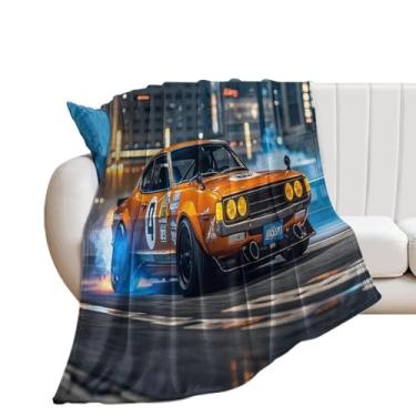 Imagem de HouLaiZhe Cobertor super macio flanela vintage carro vintage JDM pneus queimados cobertores leves refrescantes para sofá-cama cadeira sofá carro viagem ao ar livre leve quente 127 x 178 cm