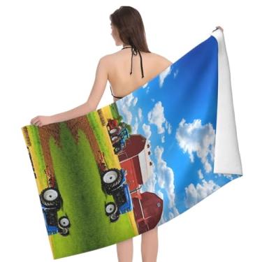 Imagem de ZERAOKE Company Toalha de praia com estampa de trator agrícola grande 81 x 132 cm, secagem rápida, toalha de banho e piscina à prova de areia para adultos, nadadores, presentes