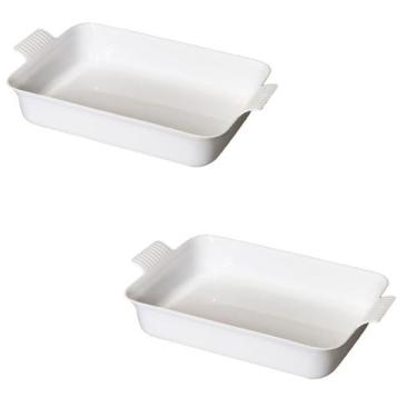 Imagem de Kit 2 Travessa Com Alça LE CHEF Branca 35,5X21,5X8,5 Cm - Paramount