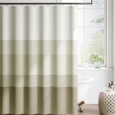 Imagem de Cortina de Ducha Jinchan Extra Larga Ombre Madera Taupe 180x210 cm