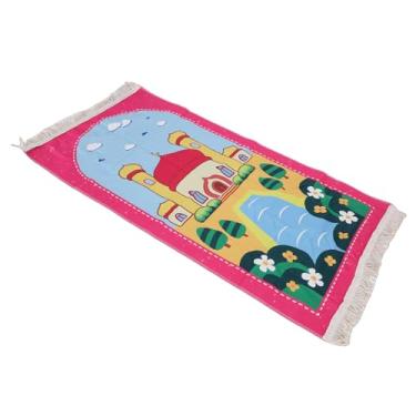 Imagem de GLOGLOW Tapete de Oração, Design Tradicional de Borla de Algodão Macio para Crianças, Mulheres e Homens, Com Suporte Antiderrapante para Decoração de Casa, Tapete de Oração (Rosa)