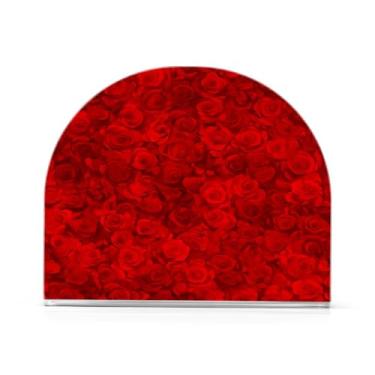 Imagem de Qilmy Porta-guardanapos rosa vermelha do dia dos namorados para mesas - porta-guardanapos para cozinha, porta-guardanapos de mesa, porta-guardanapos de coquetel, porta-guardanapos moderno, guardanapos