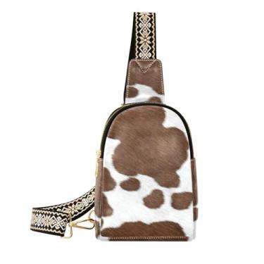 Imagem de CEBUGI Bolsa tiracolo de couro pequena com estampa de couro para mulheres, pochete transversal para caminhadas, viagens ao ar livre