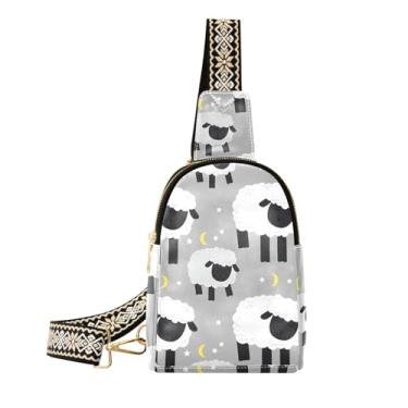 Imagem de CEBUGI Bolsa tiracolo feminina branca e preta para mulheres, pochete transversal de couro, para caminhadas, viagens ao ar livre