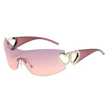 Imagem de Moda óculos de sol mulheres luxo tendência shades pink goggles(6)