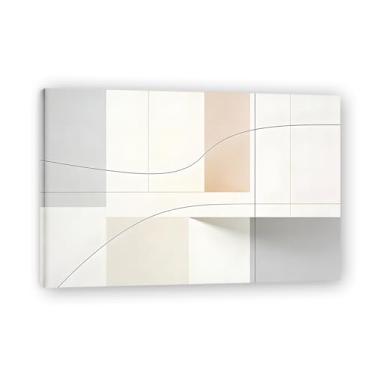 Imagem de Arte em tela minimalista e calma: Serenidade tons neutros grande área em branco para decoração de espaço calmo 80 x 120 cm emoldurado