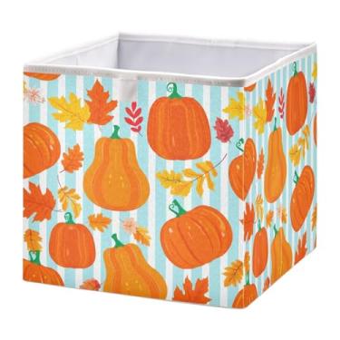 Imagem de STAYTOP Cubos de armazenamento de abóbora de Ação de Graças, 28 cm, cestas de armazenamento dobráveis para organizar livros, prateleiras, armários, caixa de armazenamento grande, caixas organizadoras