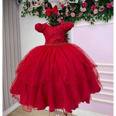 Imagem de Vestido Vermelho Midi Festa Luxo Formatura Infantil - no-brand, 4, Ver