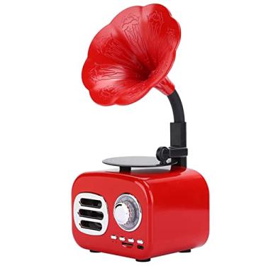 Imagem de Dpofirs Portátil Retro Alto-falante Alto-falante Desktop Mini Leitor de Música para Casa Escritório Viagem Noz Cor 3.7x2.4x2.8in (Ópera de Pequim Vermelha)