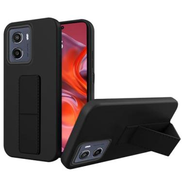 Imagem de Capa de telefone compatível com Motorola Moto G05 / Moto E15, suporte magnético multifuncional dobrável com suporte/suporte de silicone TPU Slim Fit à prova de choque para Moto G05/E15 5G 2025 - Preto