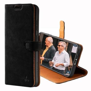 Imagem de Snakehive Carteira de couro para Samsung Galaxy S24 Plus 5G - Capa carteira de couro real para celular - Couro genuíno com suporte de visualização e suporte para 3 cartões - Capa flip com