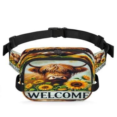 Imagem de Pochete de gato azul amarelo para mulheres e homens com alça ajustável, bolsa transversal, bolsa de peito, bolsa tiracolo, Cor 14