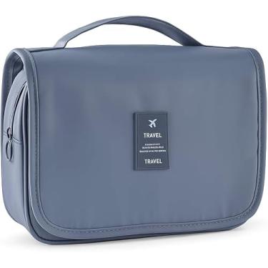 Imagem de Necessaire Unissex Organizadora Portátil para Viagem e Uso Diário, Fecho com Zíper e Gancho para Pendurar, Várias Divisórias, Material Premium Resistente à Água - 2025 (Cinza)