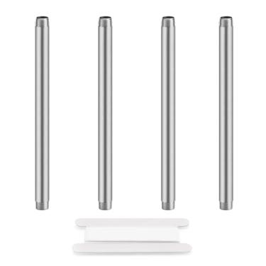 Imagem de Home TZH Tubo de aço inoxidável 304 de 1/10.2 cm x 20.3 cm, pacote com 4, 1/10.2 cm NPT x 1/10.2 cm NPT macho rosqueado, tubo de aço pré-cortado SCH40 para aplicações de gás de encanamento, hidráulica