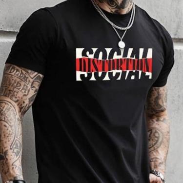 Imagem de Camiseta Masculina Estampada Casual Algodão Social-Masculino