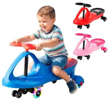 Imagem de Carrinho Rolimã Infantil Triciclo Gira Gira com Rodas LED  Rosa, Azul 