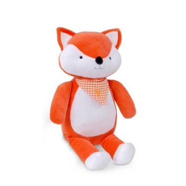 Imagem de Bicho de Pelúcia Raposa 40cm Grande Macia Com Bandana Xadrez Antialérg