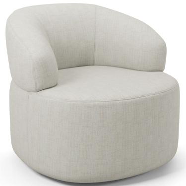 Imagem de Poltrona Giratória Orgânica Para Sala de Estar Living Helena L02 Linho Cru - Lyam Decor