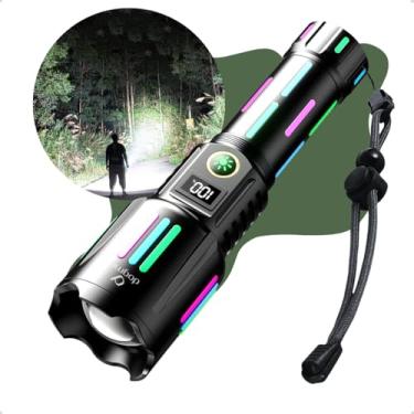 Imagem de Lanterna Led Tática Recarregável Potente Alcance 2km Alumínio De Avião Militar Sitio Fazenda Pesca Acampamento Camping Usb-c Bateria 6800mah Emergência Sobrevivência Led Mais Forte Do Mundo