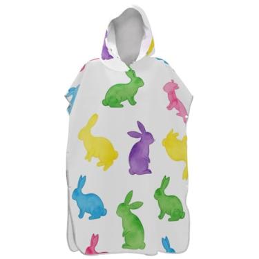 Imagem de Joisal Coelhos pastel fofos poncho de surfe branco trocador roupão adulto toalha de banho com capuz toalha de banho absorvente ponchos de praia para homens