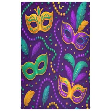 Imagem de Joisal Máscaras coloridas de baile de máscaras de carnaval conjunto de toalhas de prato fofas para decoração de cozinha panos de prato absorventes 45 x 71 cm, 6 pacotes