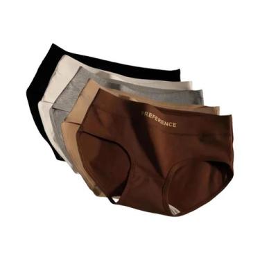 Imagem de Calcinhas De Algodão plus Size Femininas 5 Peças/Conjunto Cintura Médi
