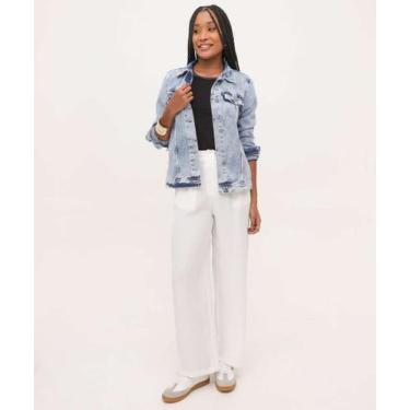 Imagem de Calça Pantalona Feminina Textura Marisa-76026, Bege, 36