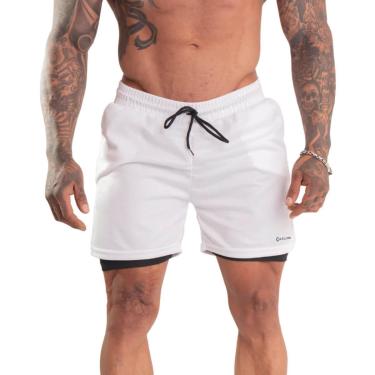 Imagem de Bermuda Short Duplo 2 em 1 UV Masculino Branco M-Masculino