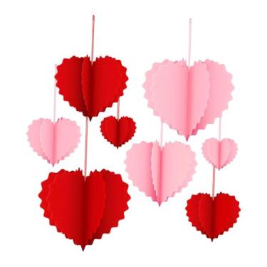 Imagem de Fancyes Conjunto de 8 Decorações de Dia dos Namorados com Corações Reutilizáveis ​​para Pendurar, Enfeites de Corações, Guirlanda de Corações para, Rosa Vermelho